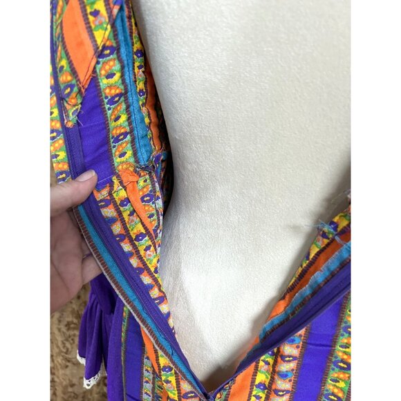 Vintage Handmade OOAK Purple Velveteen 1960S MOD Flower Power Psychedelic Gown - Picture 10 of 12